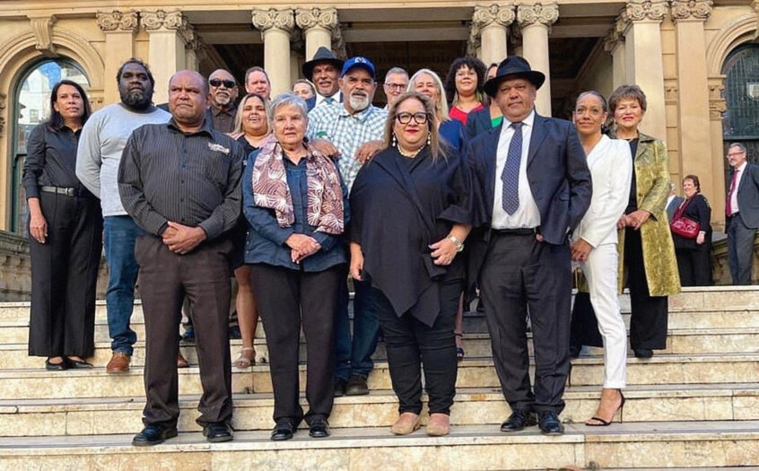With Megan Davis, Pat Anderson, Noel Pearson and others accepting the Sydney Peace Prize for the Uluru Statement from the Heart, November 2022.