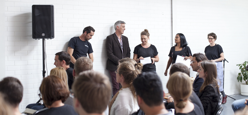 L - R
Patrick Miller, Nick Juniper, Kate Fitzgerald, Angelina Pillai and Robyn Creagh 
Image: Kelsey Jovanou
