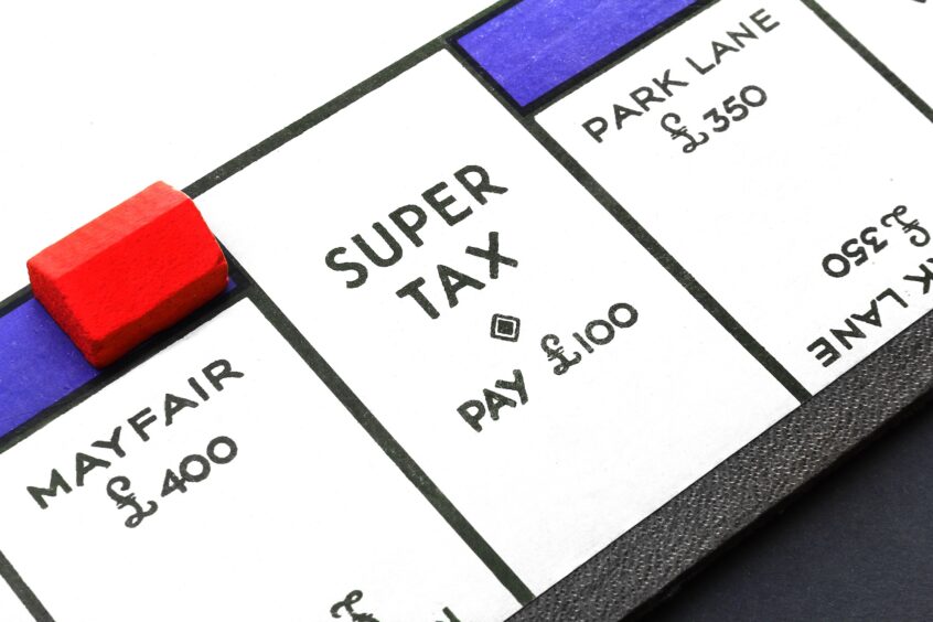 Monopoly board (Mayfair, Park Lane, and Super Tax) circa 1940